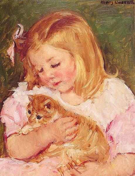 Mary Cassatt Sara Holding a Cat oil painting picture